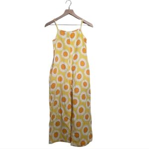 Hanna Andersson Jumpsuit Yellow Orange Daisy Strappy Floral Cotton Girls Size 10